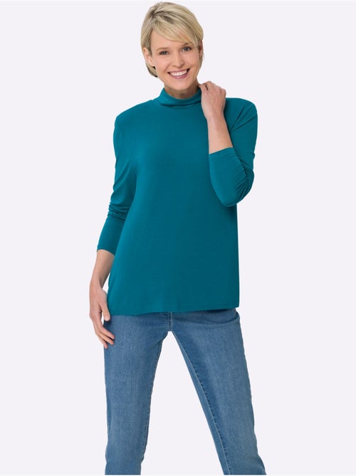 T-shirt à col montant et manches longues en viscose douce - taille standard - moda vilona - Kiabi T-shirt à col montant et manches longues en viscose douce - taille standard - moda vilona - Kiabi