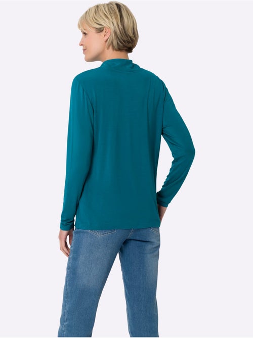 T-shirt à col montant et manches longues en viscose douce - taille standard - moda vilona - Kiabi T-shirt à col montant et manches longues en viscose douce - taille standard - moda vilona - Kiabi