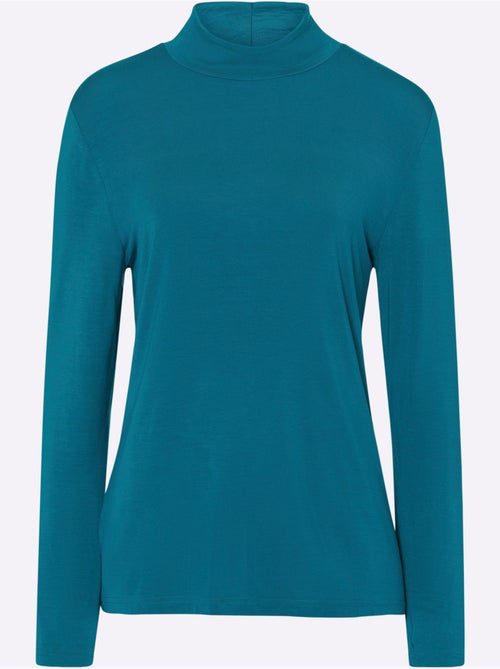 T-shirt à col montant et manches longues en viscose douce - taille standard - moda vilona - Kiabi T-shirt à col montant et manches longues en viscose douce - taille standard - moda vilona - Kiabi
