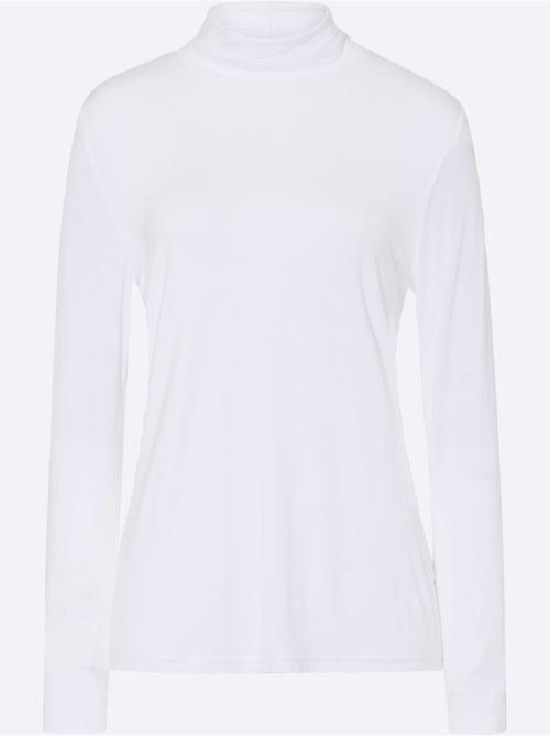 T-shirt à col montant et manches longues en viscose douce - taille standard - moda vilona - Kiabi
