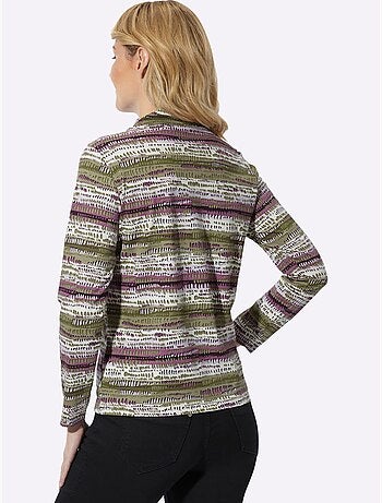 T-shirt à col montant imprimé aux coloris harmonieux - taille standard - moda vilona