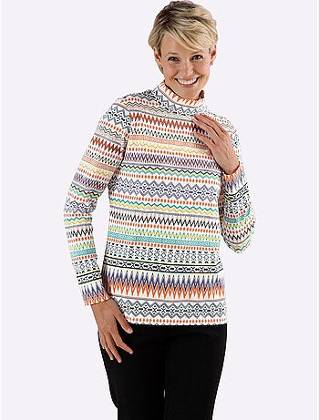 T-shirt à col montant imprimé graphique - taille standard - moda vilona