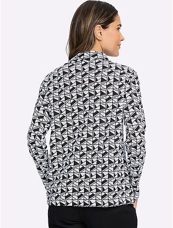 T-shirt à col montant imprimé graphique - taille standard - moda vilona