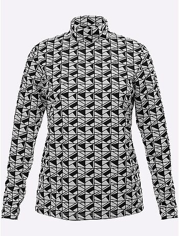 T-shirt à col montant imprimé graphique - taille standard - moda vilona