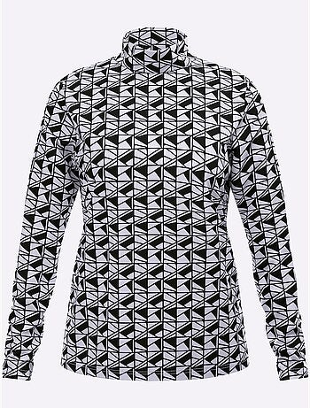 T-shirt à col montant imprimé graphique - taille standard - moda vilona
