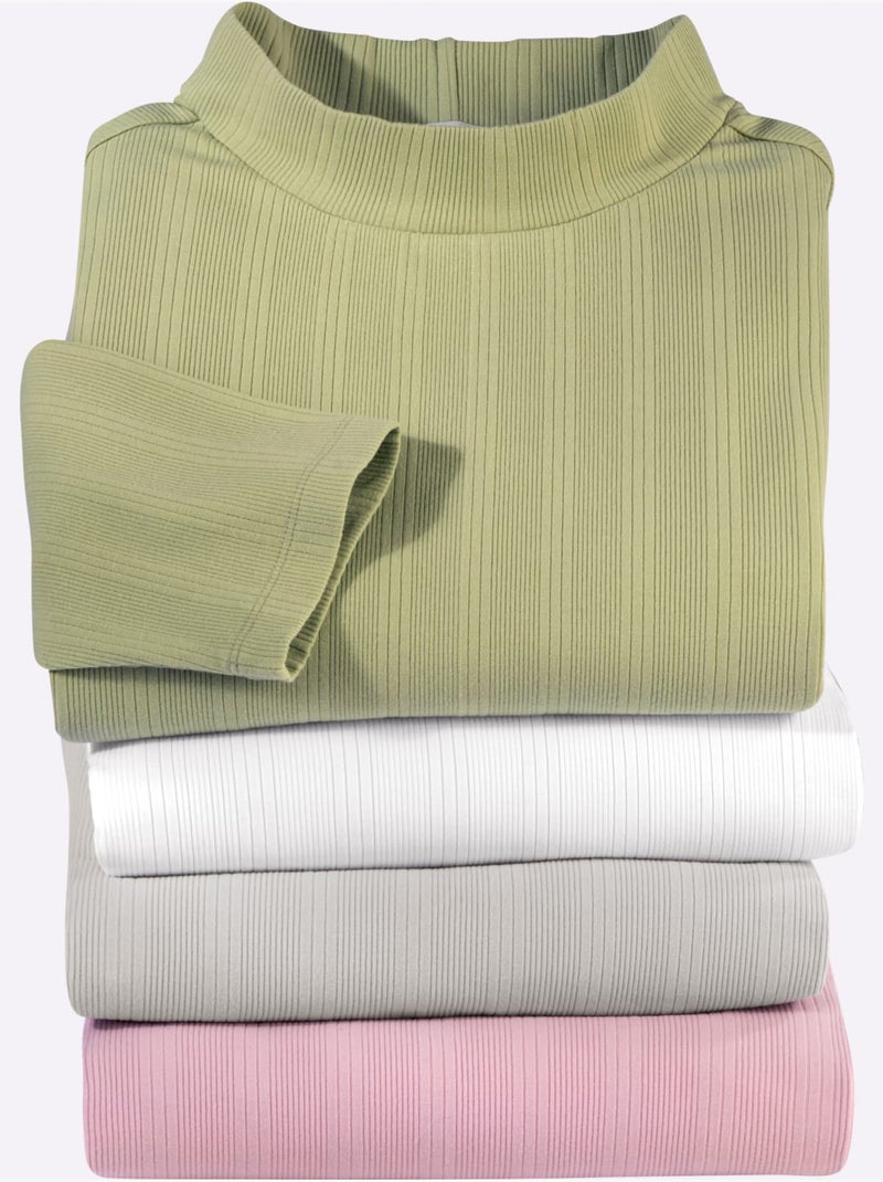 T-shirt à Col Montant Jacquard - Taille Standard - Witt Rose - Kiabi