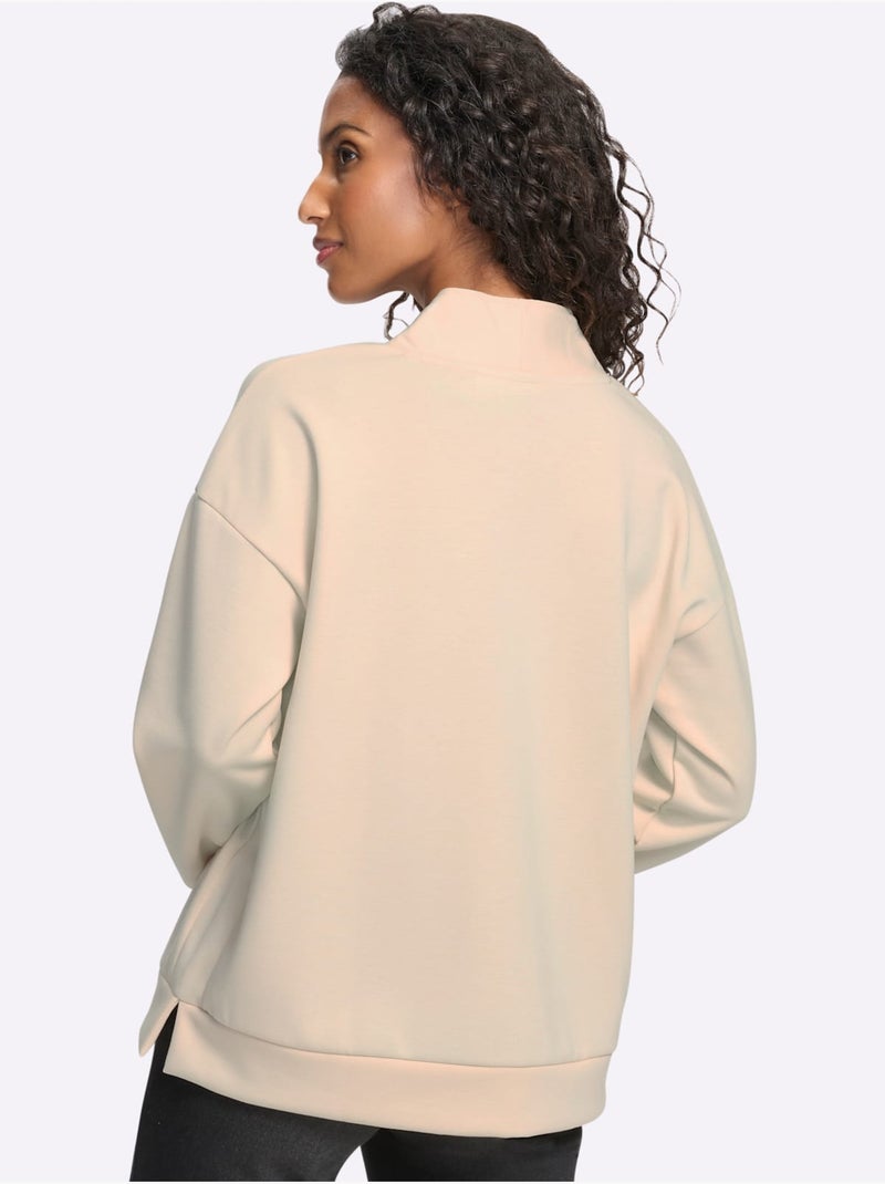 T-shirt à col montant joli col montant avec encolure en v - taille standard - helline Marron clair - Kiabi