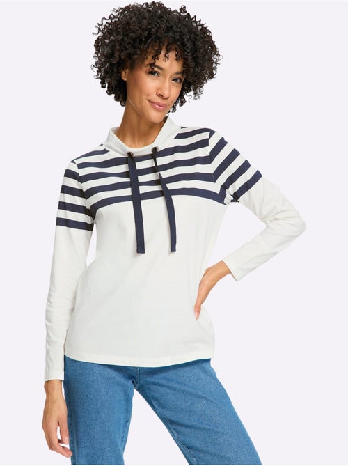 T-shirt à col montant large col montant avec coulisse - taille standard - moda vilona - Kiabi T-shirt à col montant large col montant avec coulisse - taille standard - moda vilona - Kiabi