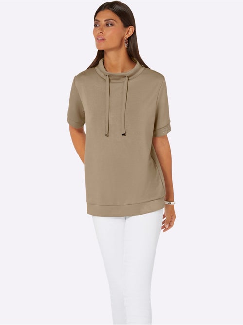 T-shirt à Col Montant Mélange De Modal Doux - Taille Standard - helline - Kiabi