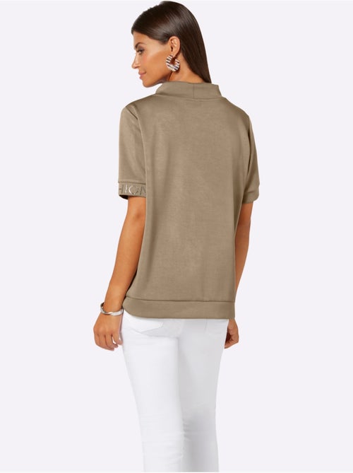 T-shirt à Col Montant Mélange De Modal Doux - Taille Standard - helline - Kiabi