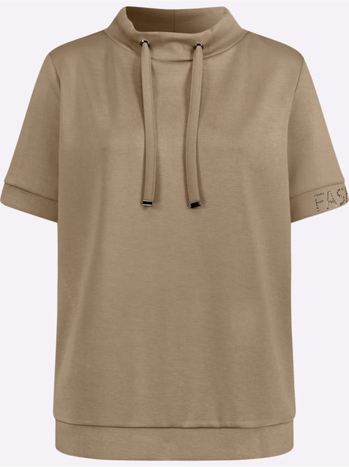 T-shirt à Col Montant Mélange De Modal Doux - Taille Standard - helline - Kiabi