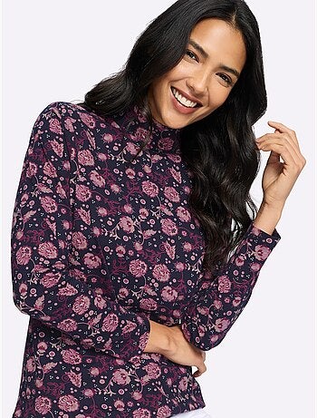 T-shirt à Col Montant Pur Coton - Taille Standard - Moda Vilona