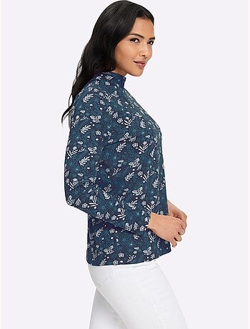 T-shirt à col montant pur coton - taille standard - moda vilona