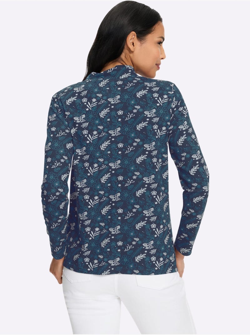 T-shirt à col montant pur coton - taille standard - moda vilona Jaune/Blanc - Kiabi
