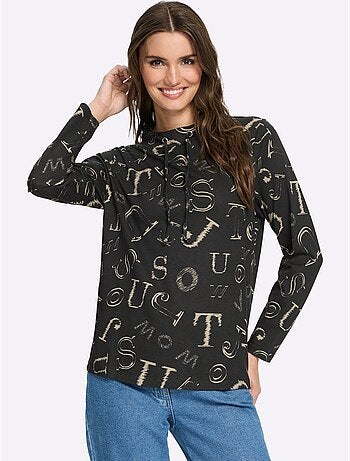 T-shirt à col montant pur coton - taille standard - moda vilona