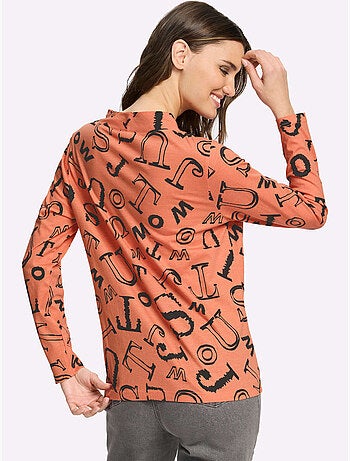 T-shirt à col montant pur coton - taille standard - moda vilona