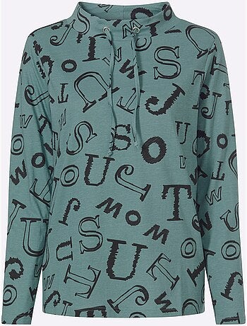 T-shirt à col montant pur coton - taille standard - moda vilona