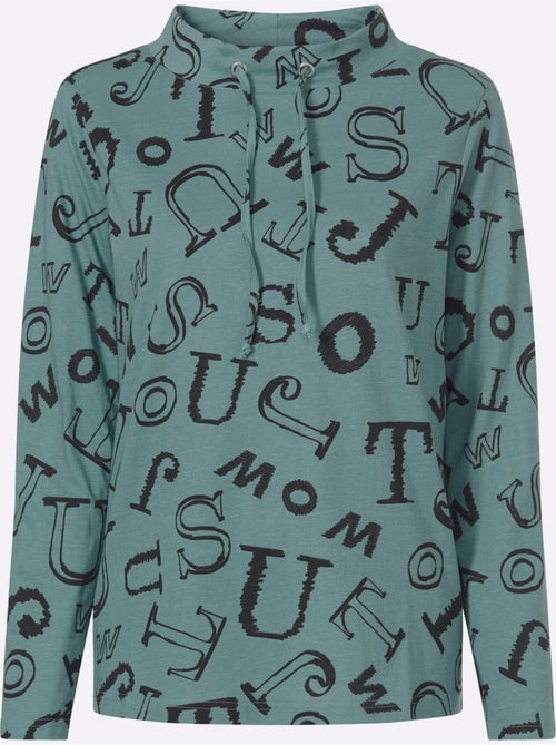 T-shirt à col montant pur coton - taille standard - moda vilona - Kiabi