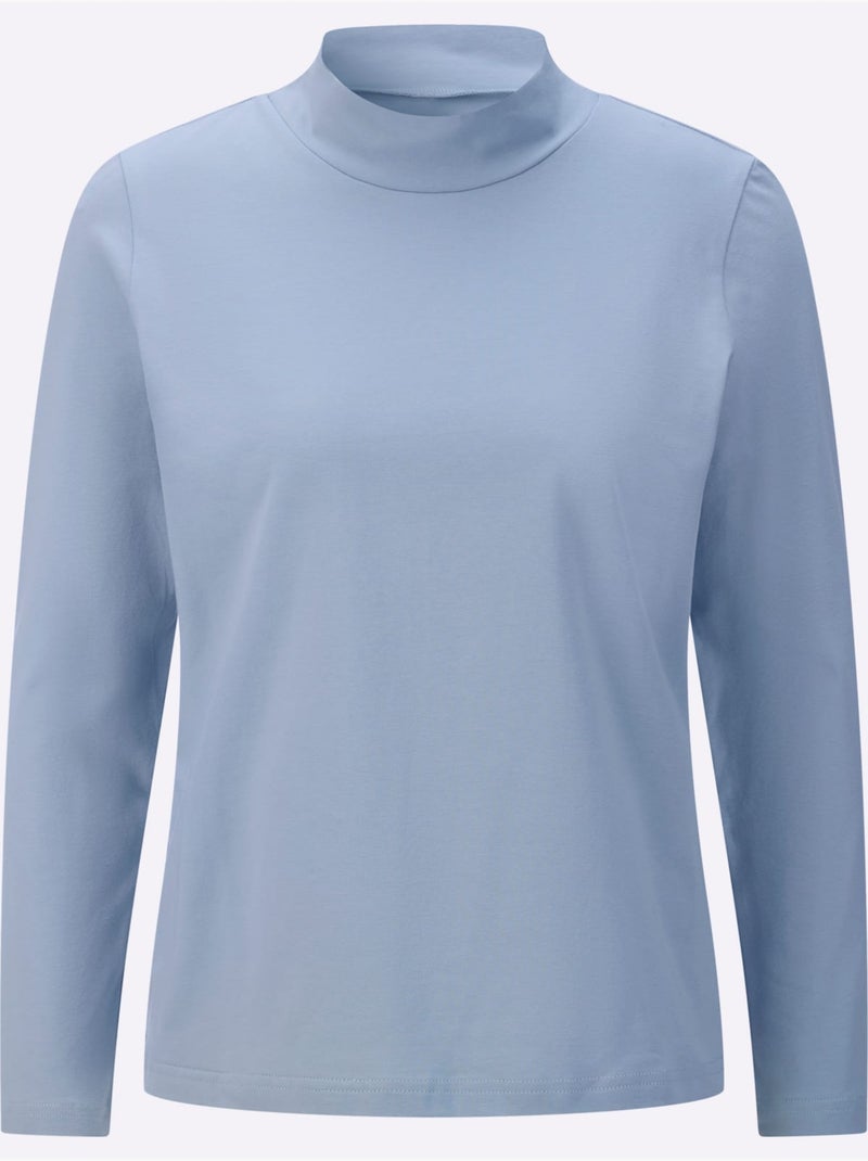 T-shirt à col montant qualité coton - taille standard - witt Bleu - Kiabi