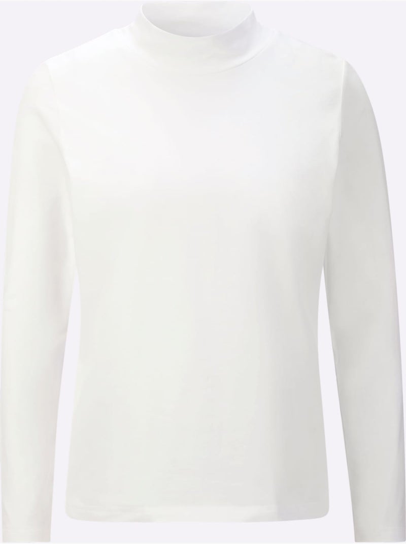 T-shirt à col montant qualité coton - taille standard - witt Ecru - Kiabi