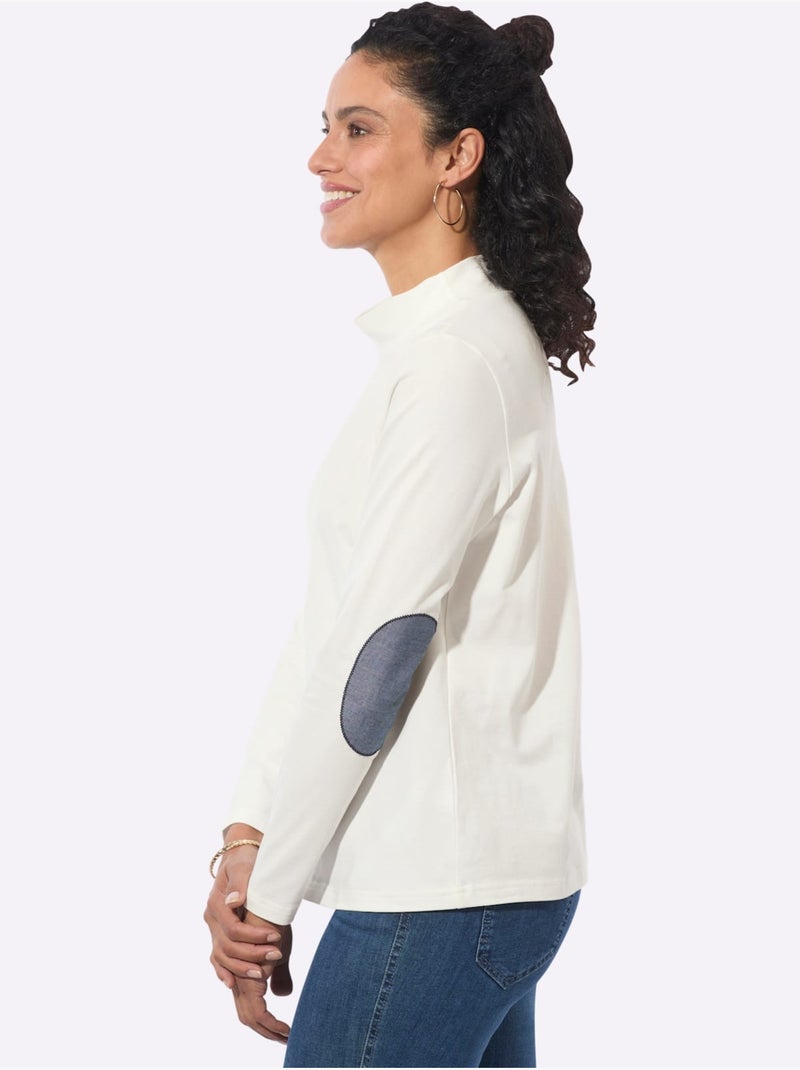 T-shirt à col montant qualité coton - taille standard - witt Ecru - Kiabi