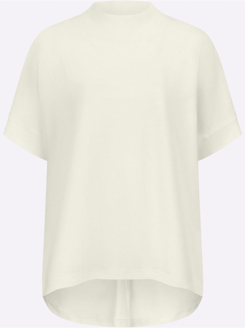 T-shirt à col montant qualité coton doux sur la peau - taille standard - helline Ecru - Kiabi