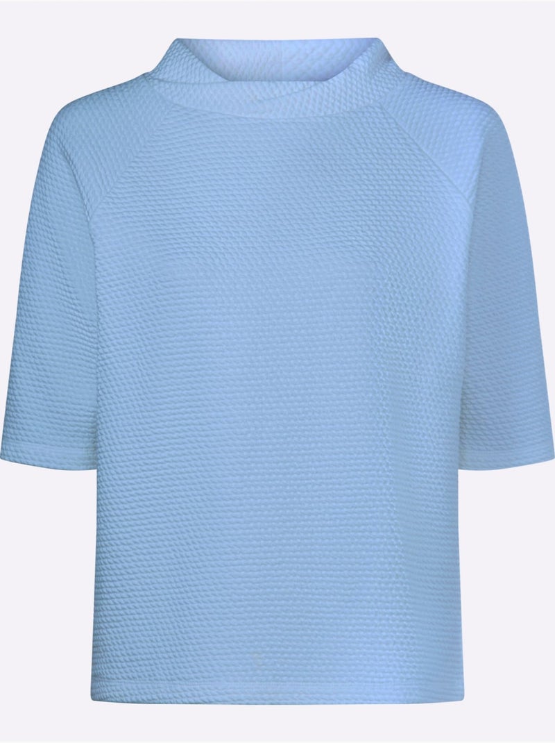 T-shirt à Col Montant Structure 3d - Taille Standard - Helline Bleu ciel - Kiabi