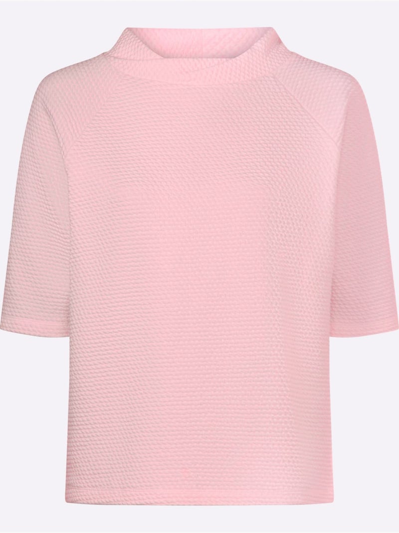 T-shirt à Col Montant Structure 3d - Taille Standard - Helline Rose clair - Kiabi