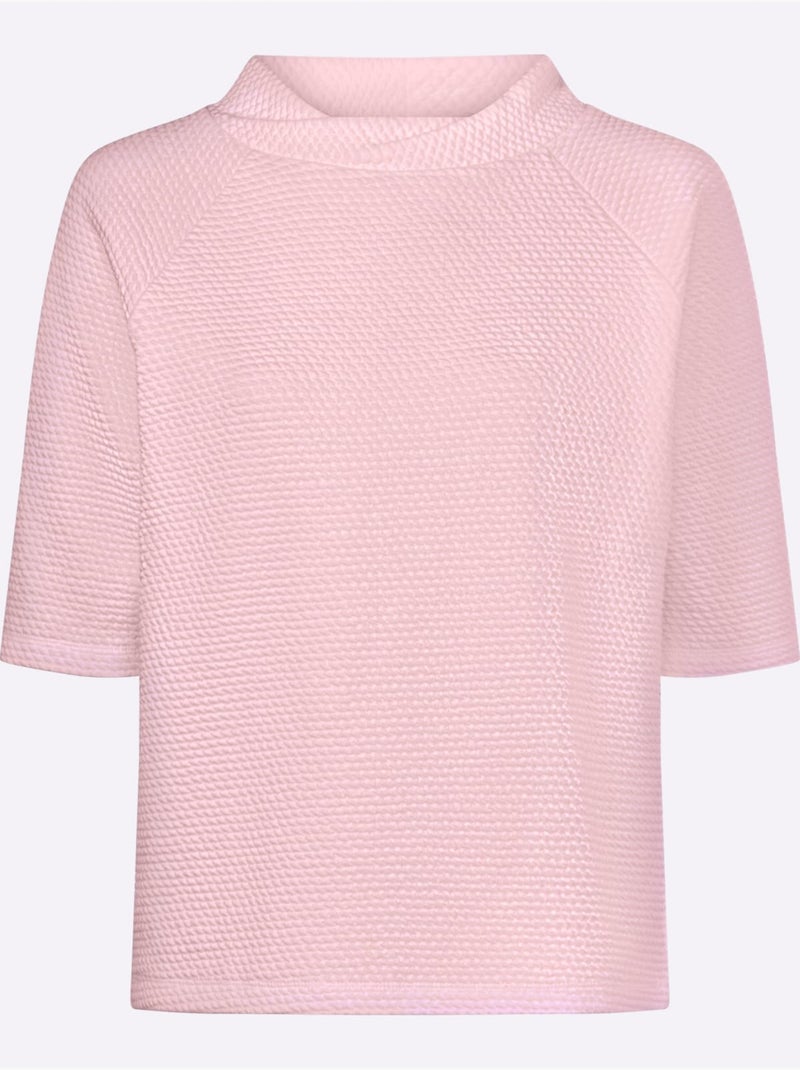 T-shirt à Col Montant Structure 3d - Taille Standard - Helline Rose clair - Kiabi