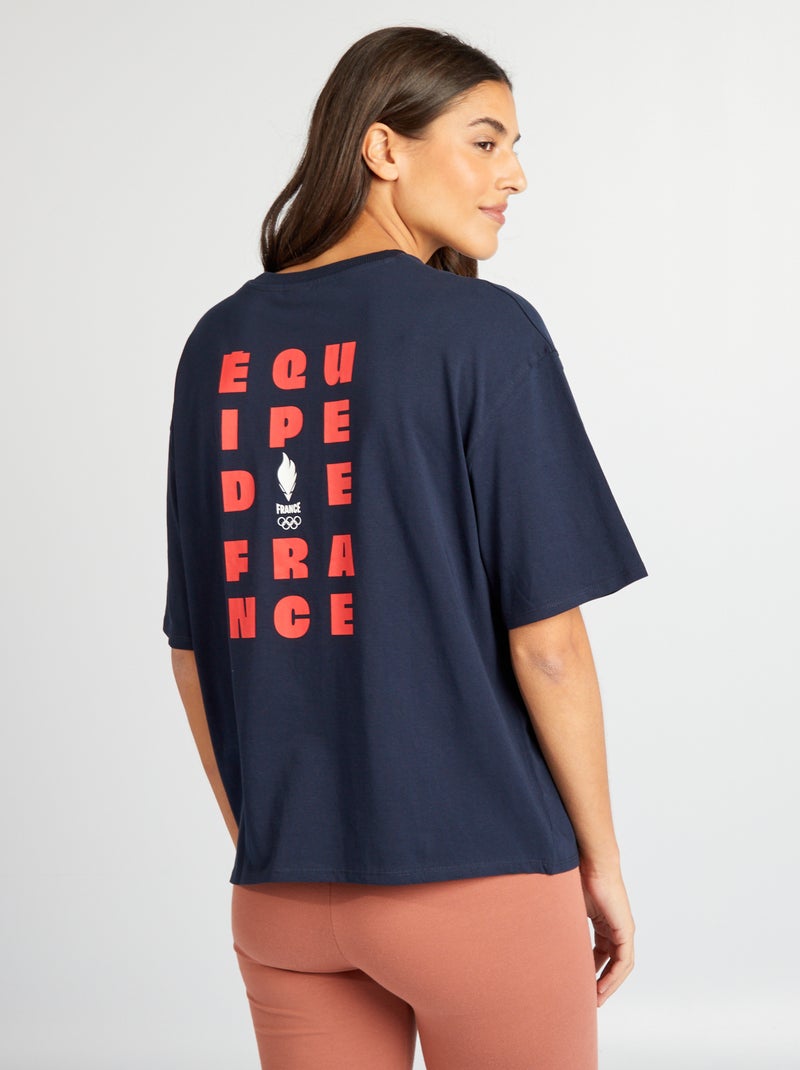 T-shirt à col rond - Equipe de France Olympique Bleu marine - Kiabi
