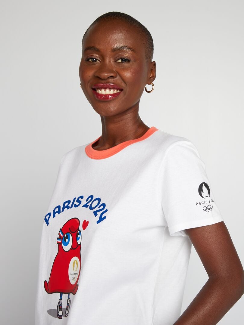 T-shirt à col rond - Paris 2024 Blanc - Kiabi