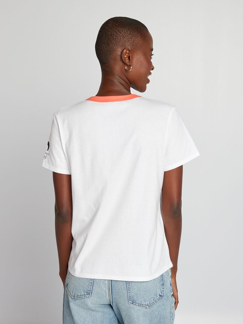 T-shirt à col rond - Paris 2024 Blanc - Kiabi