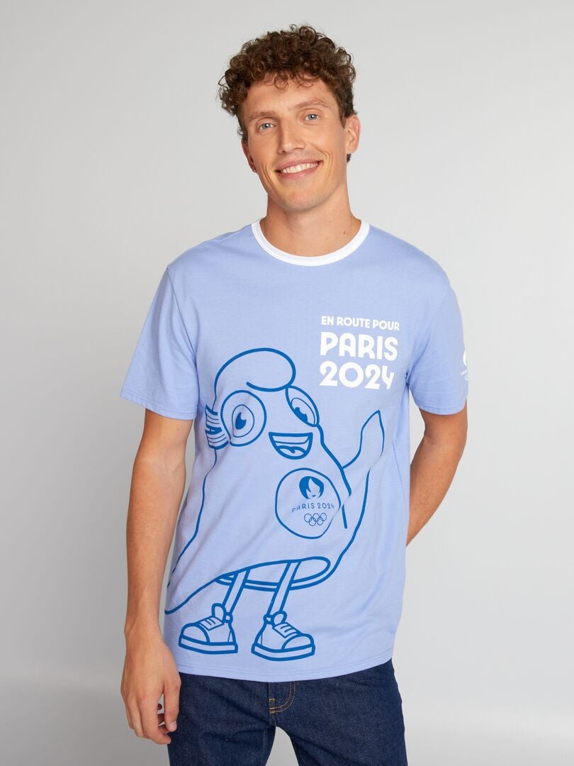 T-shirt à col rond - Paris 2024 Bleu ciel - Kiabi