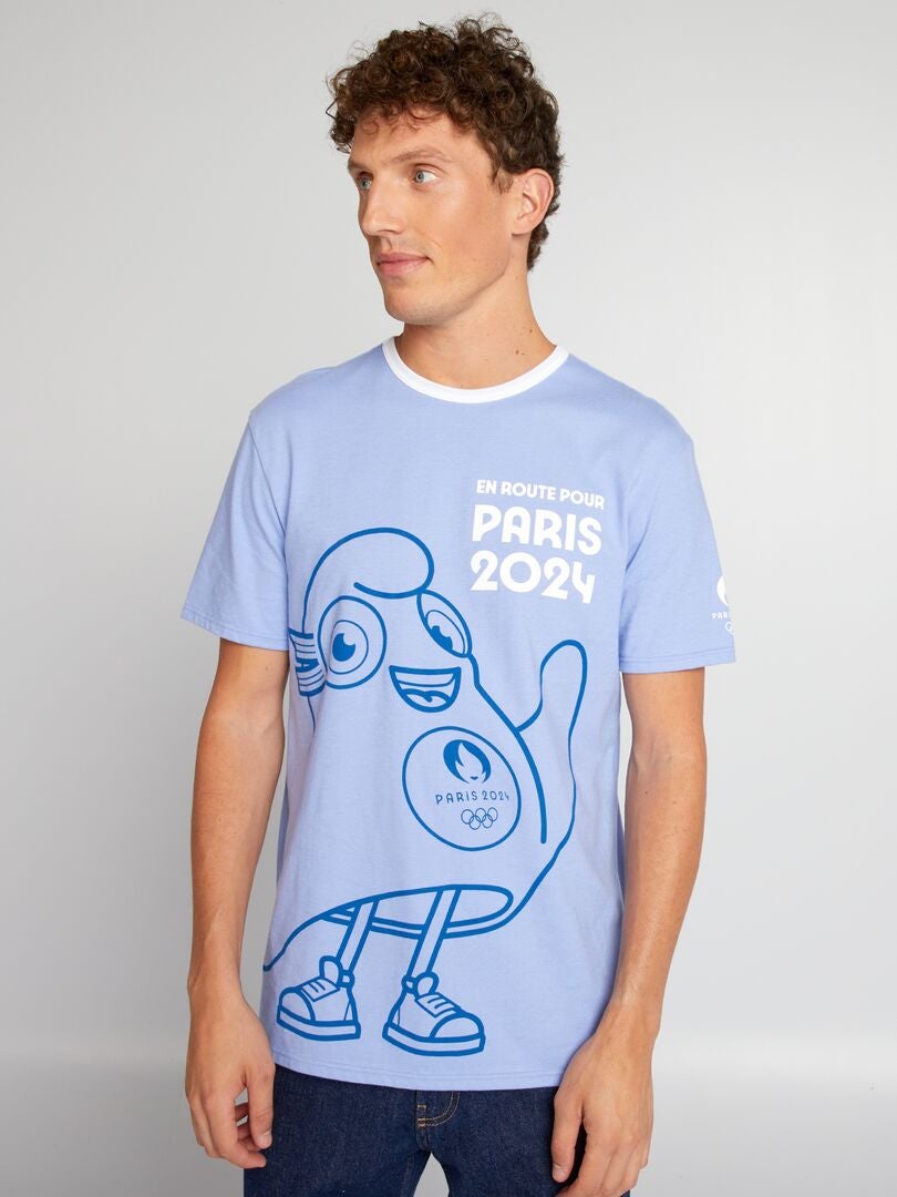 T-shirt à col rond - Paris 2024 Bleu ciel - Kiabi