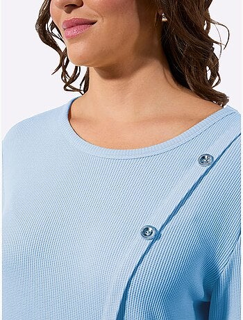 T-shirt à col rond avec boutons et manches longues - Taille standard - Witt