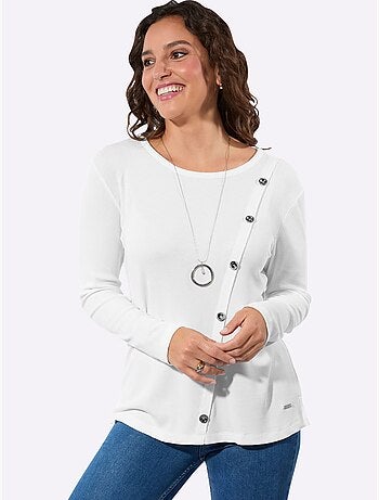 T-shirt à col rond avec boutons et manches longues - Taille standard - Witt