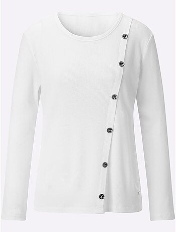T-shirt à col rond avec boutons et manches longues - Taille standard - Witt