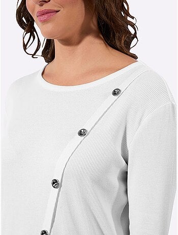 T-shirt à col rond avec boutons et manches longues - Taille standard - Witt