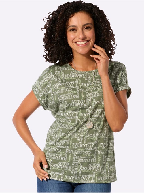 T-shirt à col rond avec mancherons et imprimé graphique - Taille standard - Witt - Kiabi T-shirt à col rond avec mancherons et imprimé graphique - Taille standard - Witt - Kiabi