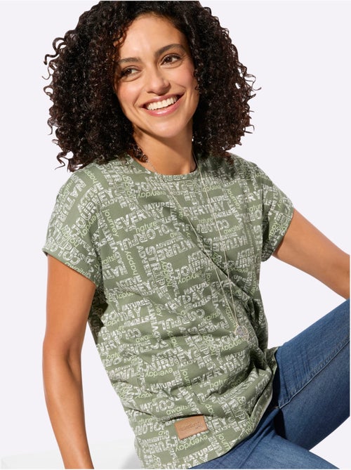 T-shirt à col rond avec mancherons et imprimé graphique - Taille standard - Witt - Kiabi T-shirt à col rond avec mancherons et imprimé graphique - Taille standard - Witt - Kiabi
