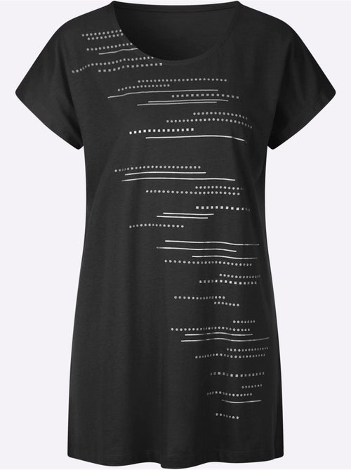 T-shirt à col rond avec mancherons et motifs brillants - Taille standard - Moda Vilona - Kiabi T-shirt à col rond avec mancherons et motifs brillants - Taille standard - Moda Vilona - Kiabi