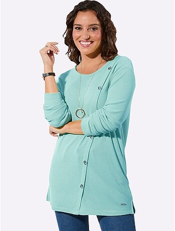 T-shirt à col rond avec boutons et manches longues - Taille standard - Witt