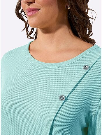T-shirt à col rond avec boutons et manches longues - Taille standard - Witt