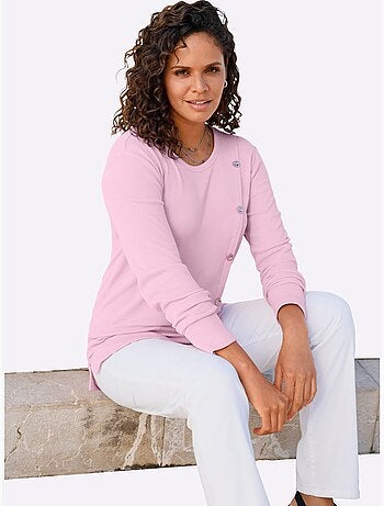 T-shirt à col rond avec boutons et manches longues - Taille standard - Witt