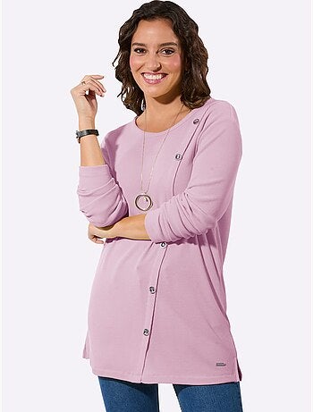 T-shirt à col rond avec boutons et manches longues - Taille standard - Witt