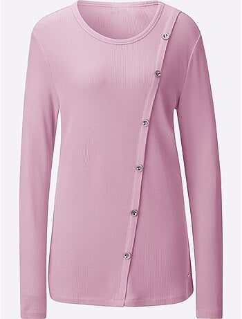 T-shirt à col rond avec boutons et manches longues - Taille standard - Witt