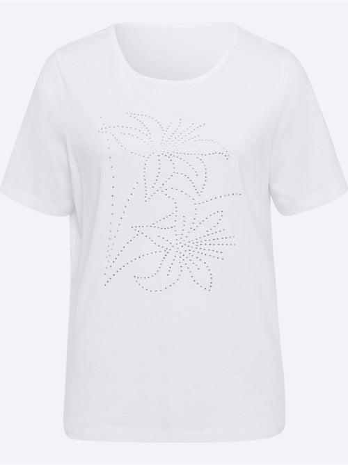 T-shirt à col rond avec motif floral et pierres brillantes - Taille standard - Moda Vilona - Kiabi T-shirt à col rond avec motif floral et pierres brillantes - Taille standard - Moda Vilona - Kiabi