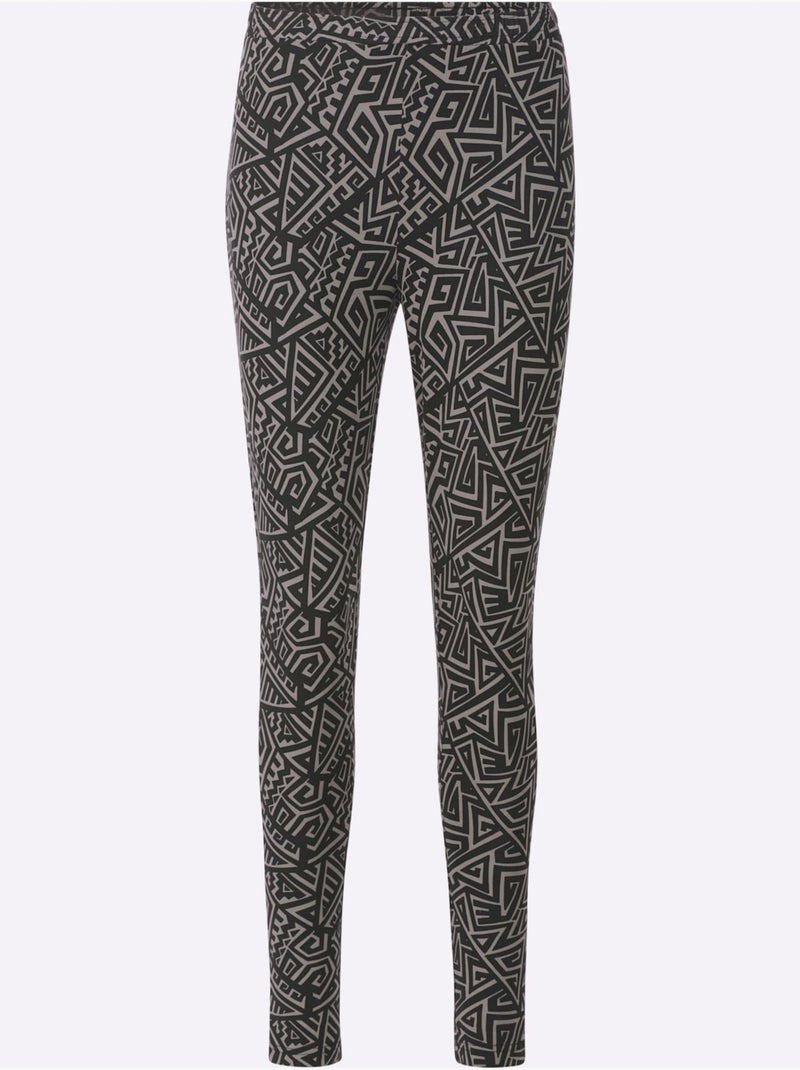 T-shirt à col rond avec motif géométrique et manches larges - Taille standard - Moda Vilona Noir Gris - Kiabi