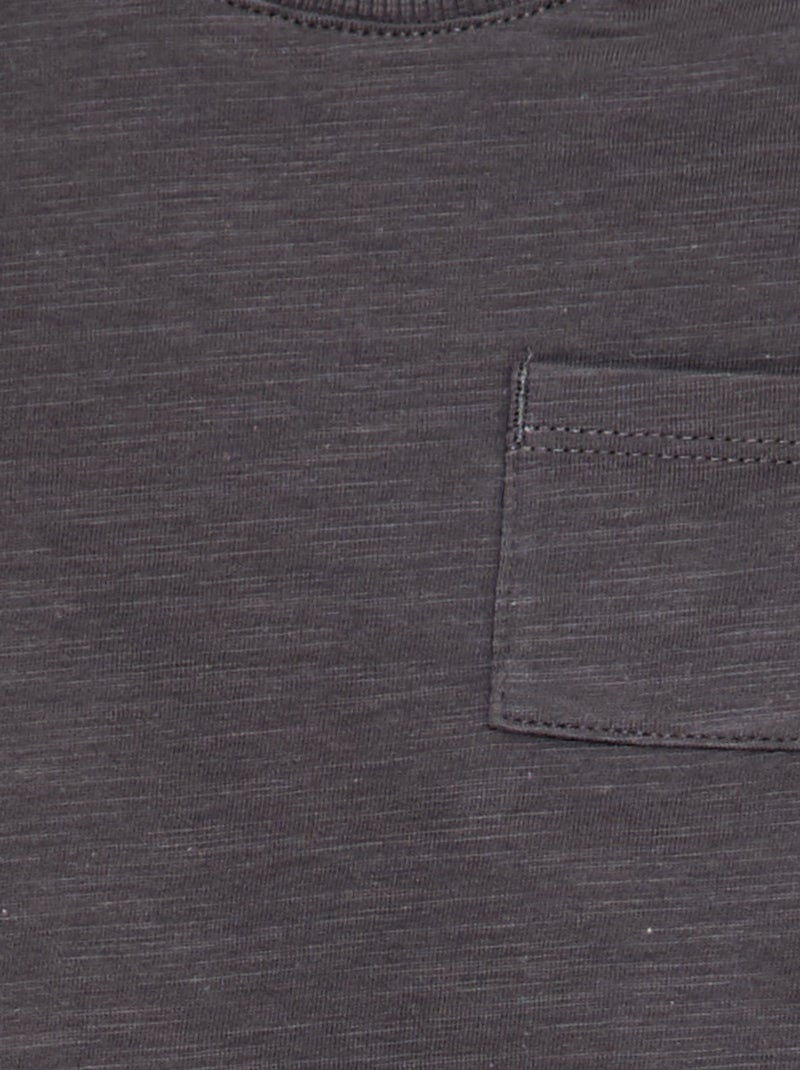 T-shirt à col rond avec poche Anthracite - Kiabi