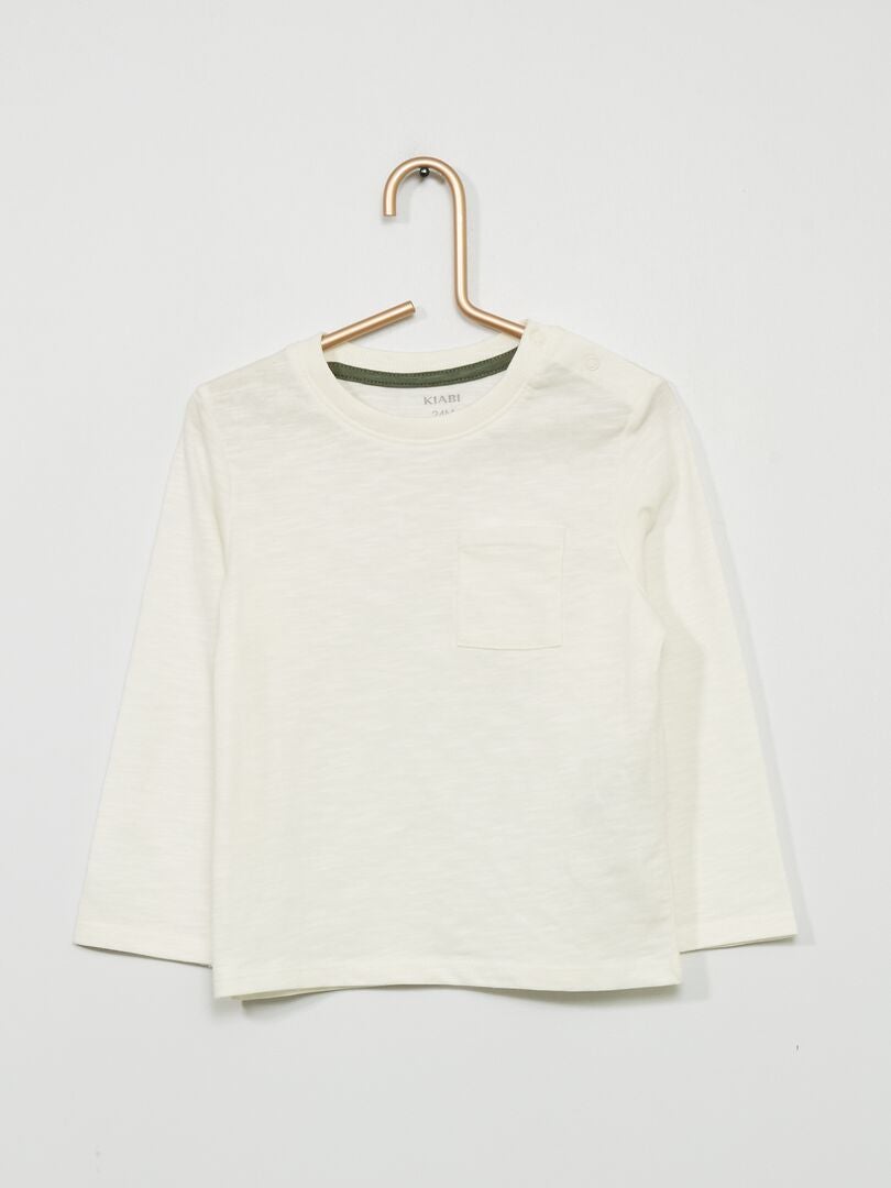 T-shirt à col rond avec poche blanc - Kiabi